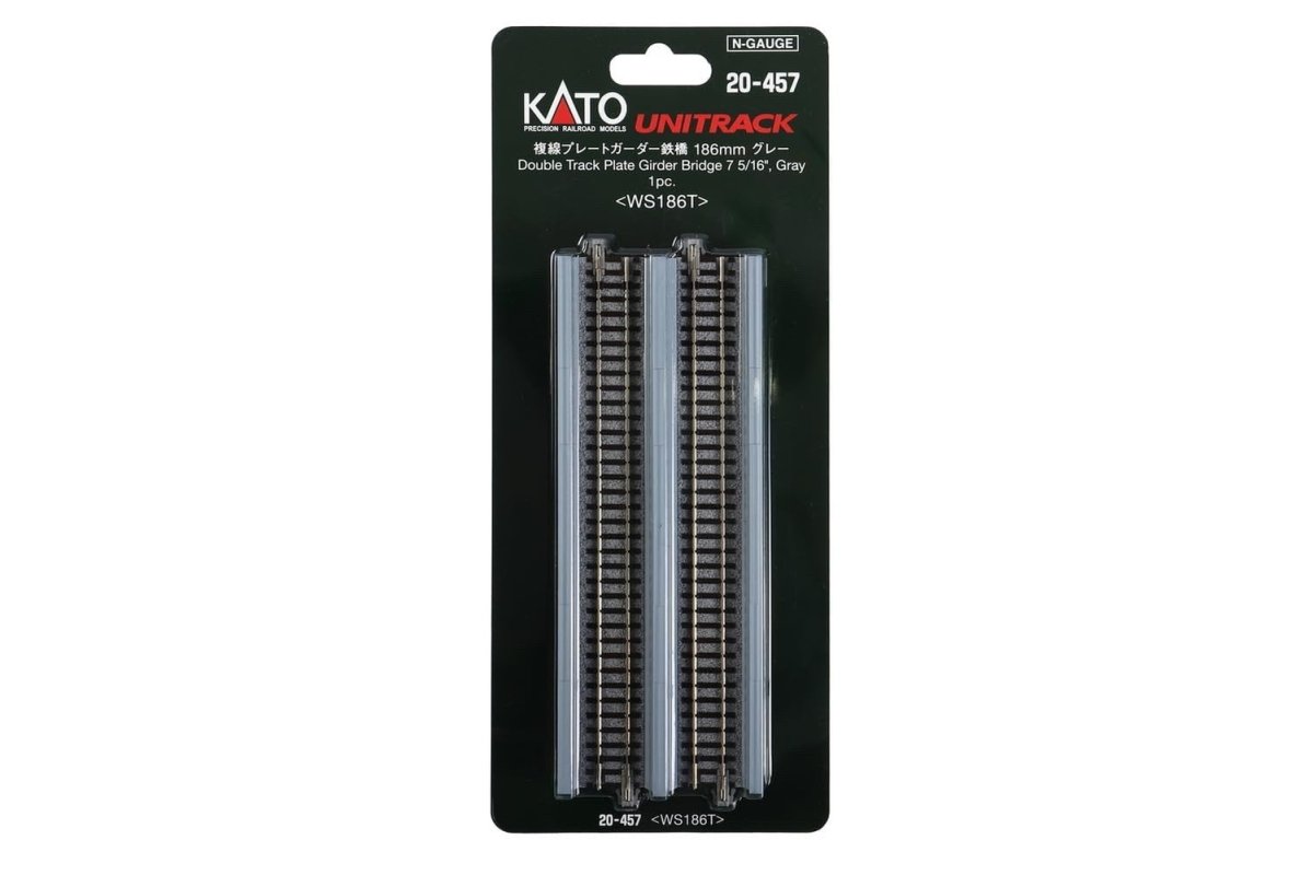 KATO 20 - 457 N Scale Unitrack 186mm (7 - 5/16") Double - Track Plate Girder Bridge - Gray - Oakville Model Trains Depot
