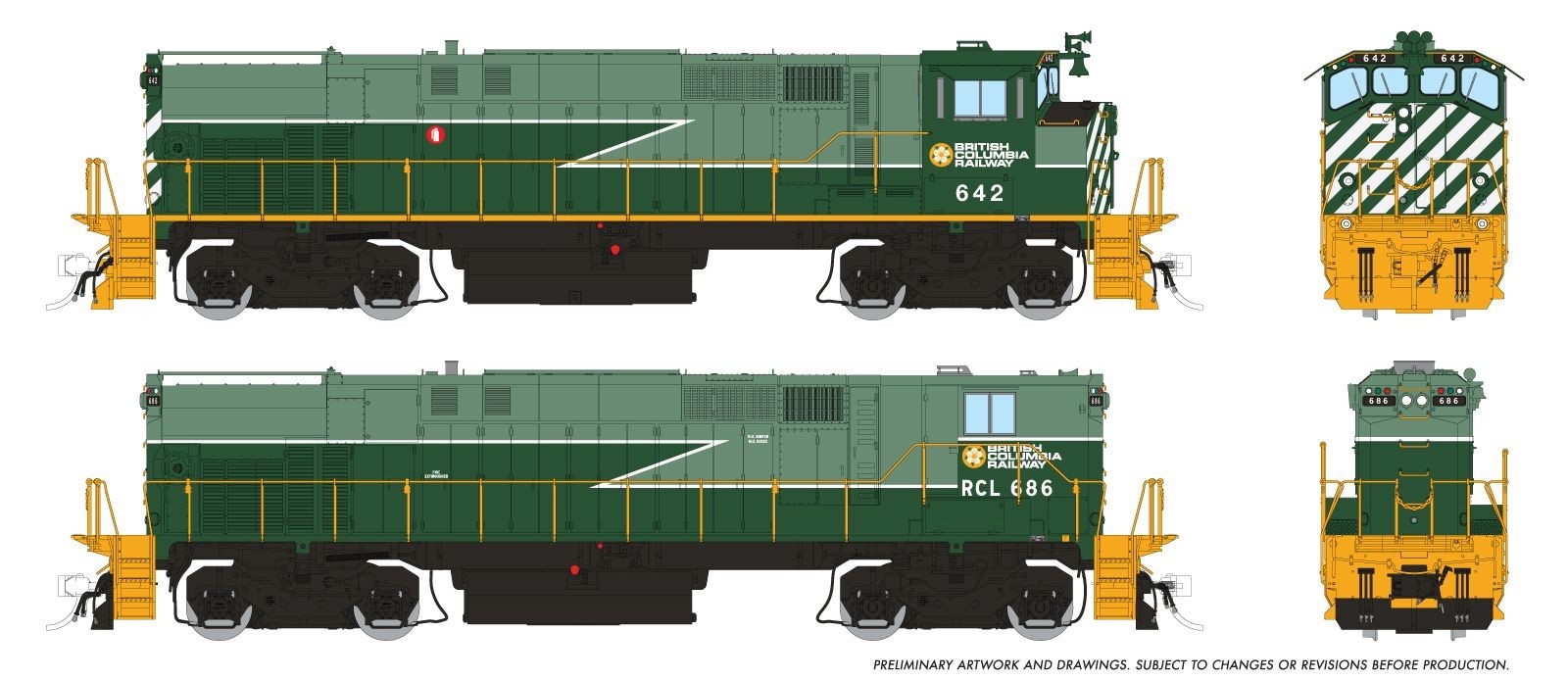 Rapido 033529 HO M420 + M420B British Columbia Railway #645 & #687 DCC/Sound-New