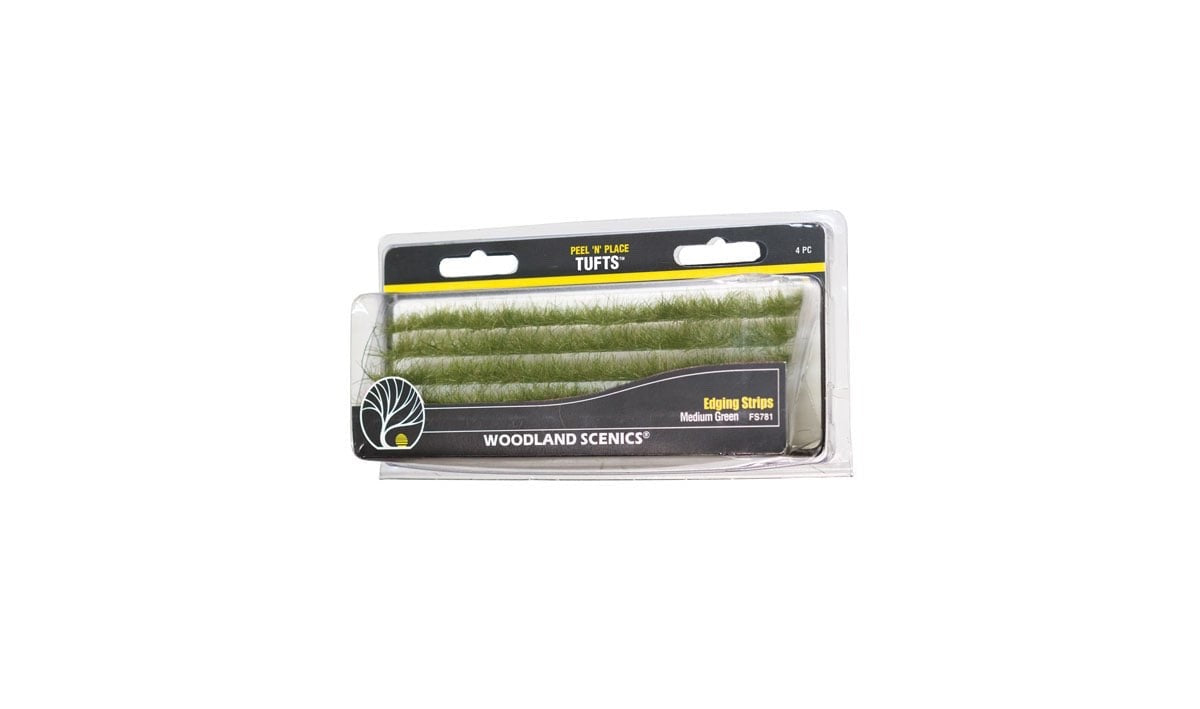 Woodland Scenics FS781 Medium Green Edging Strips - 4pcs