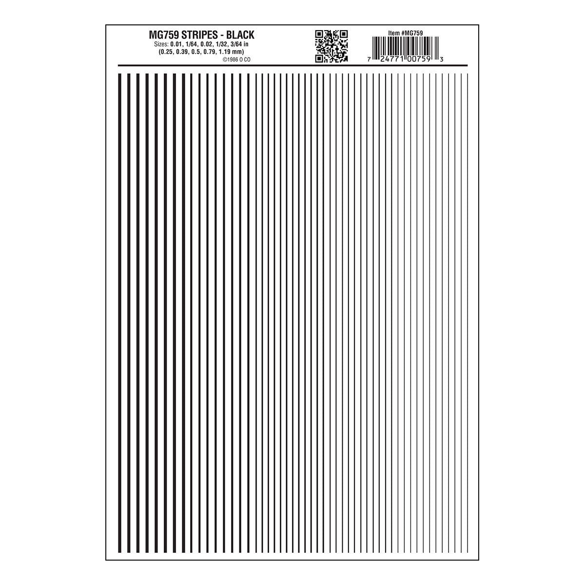 Woodland Scenics MG759 Stripes Black Decals - Oakville Model Trains Depot