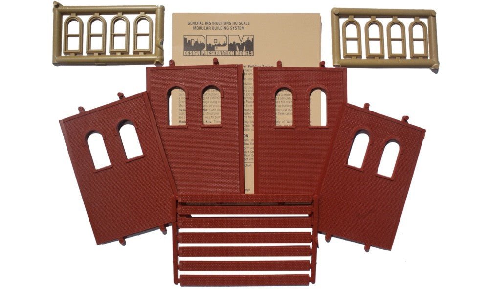 DPM 30109 HO Scale MBS Two - Story Arched 2 - Window (High) Wall Section - Oakville Model Trains Depot