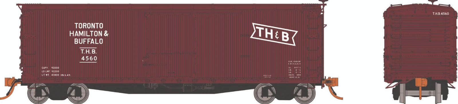 Rapido 130125 HO Scale USRA Double-Sheathed Boxcar TH&B Brown Scheme 6 Pack -New