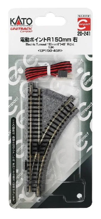 KATO 20-241 N Scale Compact Electric Turnout 150mm 45 Right - New