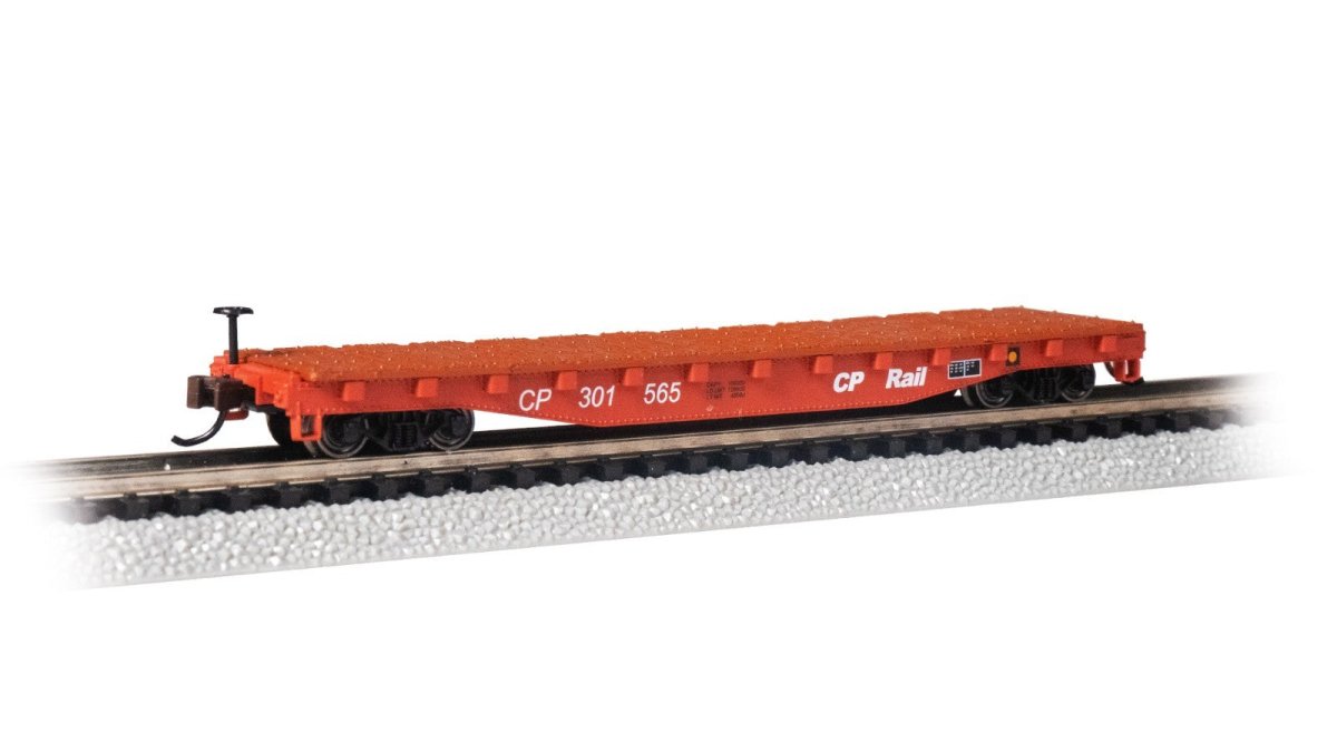 Bachmann 17355 N Scale 52' Flatcar - CP Rail 301565 - Oakville Model Trains Depot