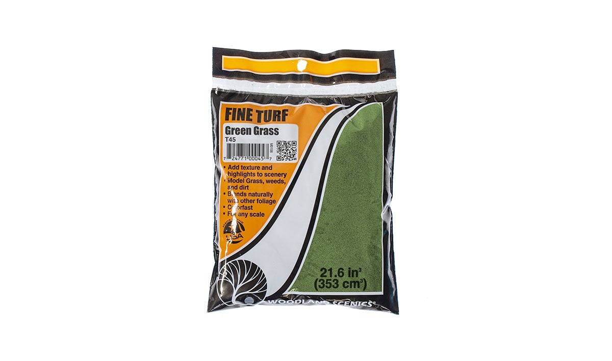 Woodland Scenics T45 Fine Turf Green Grass Bag