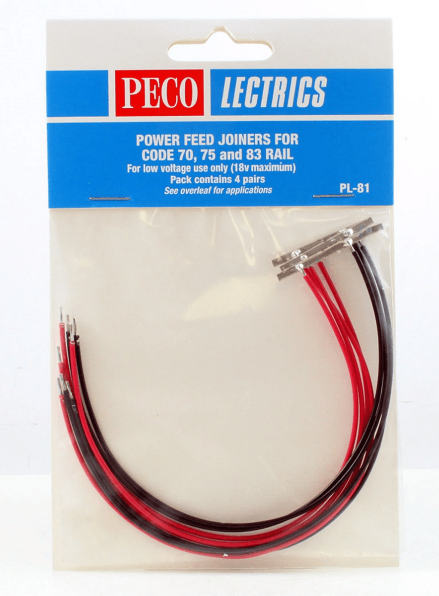 PECO PL - 81 Power Feed Joiners for Code 70, 75 and 83 Rail (Pack of 8) - Oakville Model Trains Depot