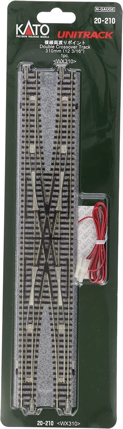 Kato 20-210 N Scale Unitrack 310mm (12 3/16") Remote Double Crossover Turnout
