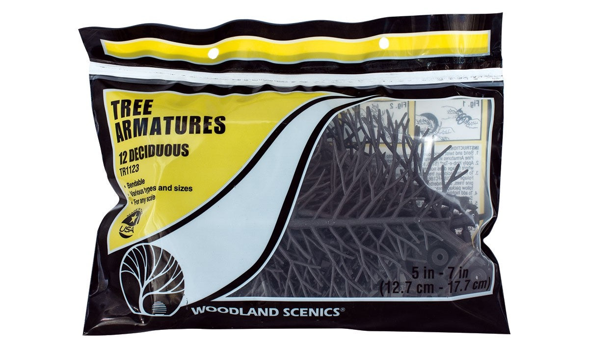 Woodland Scenics 1123 Deciduous Tree Armatures 5" - 7" in Height 12pcs - New
