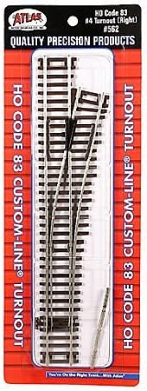 Atlas 562 HO Scale Code 83 #4 RH Right Hand Custom-Line(R) Mark IV Turnout