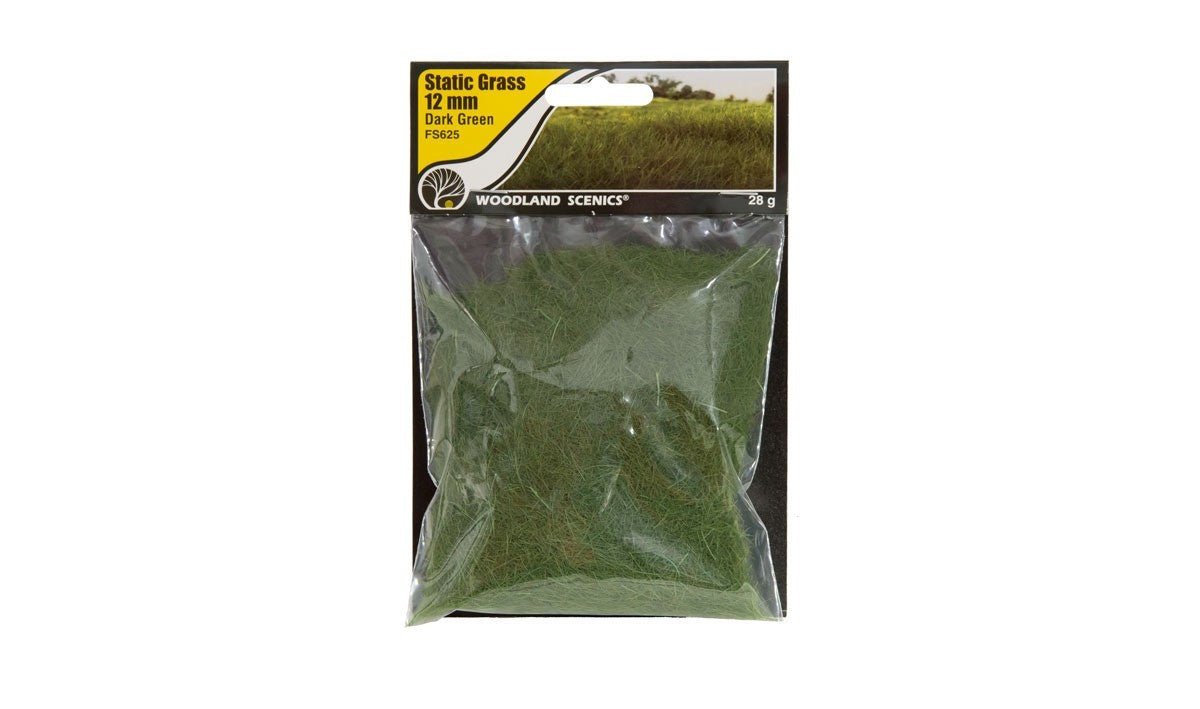 Woodland Scenics FS625 Static Grass Dark Green 12mm - Oakville Model Trains Depot