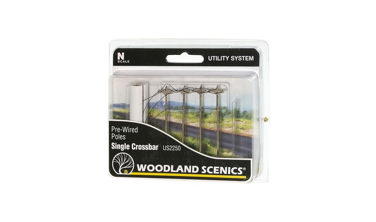 Woodland Scenics US2250 N Scale Pre - Wired Poles - Single Crossbar - Oakville Model Trains Depot