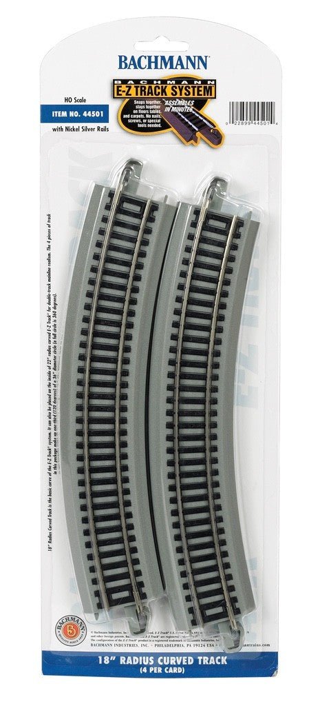 Bachmann 44501 HO Scale EZ - Track 18" Radius Curved Track - 4pcs - Oakville Model Trains Depot