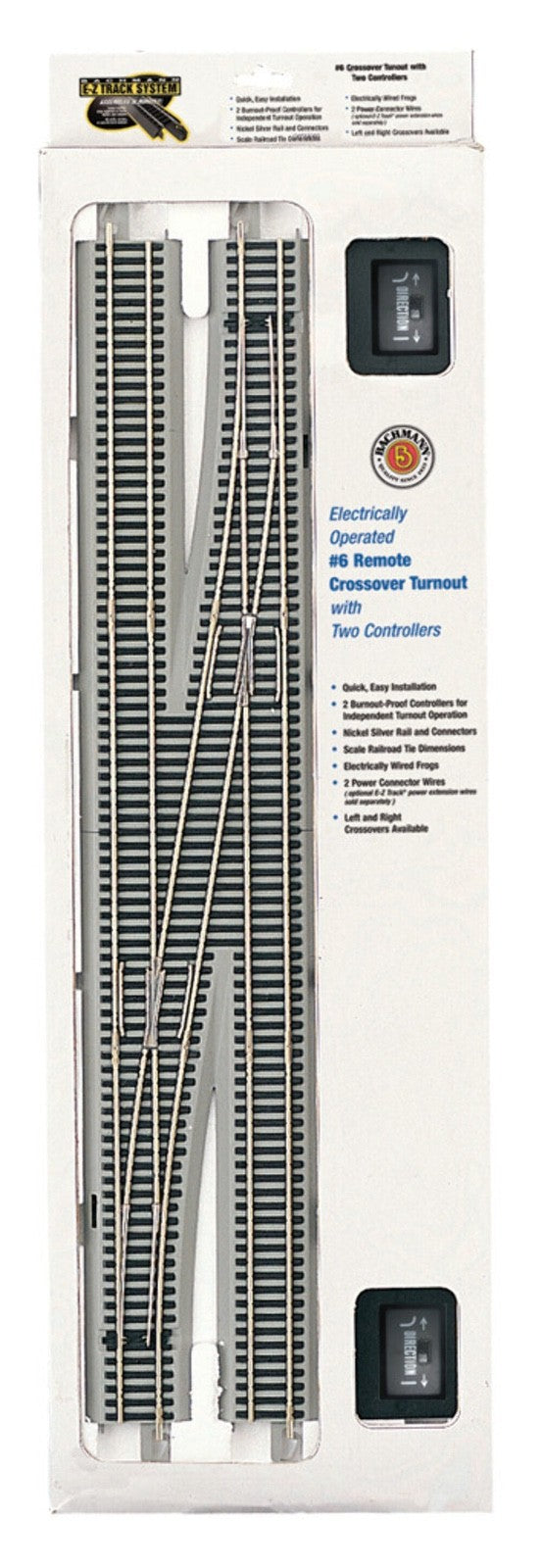 Bachmann 44576 HO Scale EZ-Track #6 RH Right Hand Crossover Remote Turnout