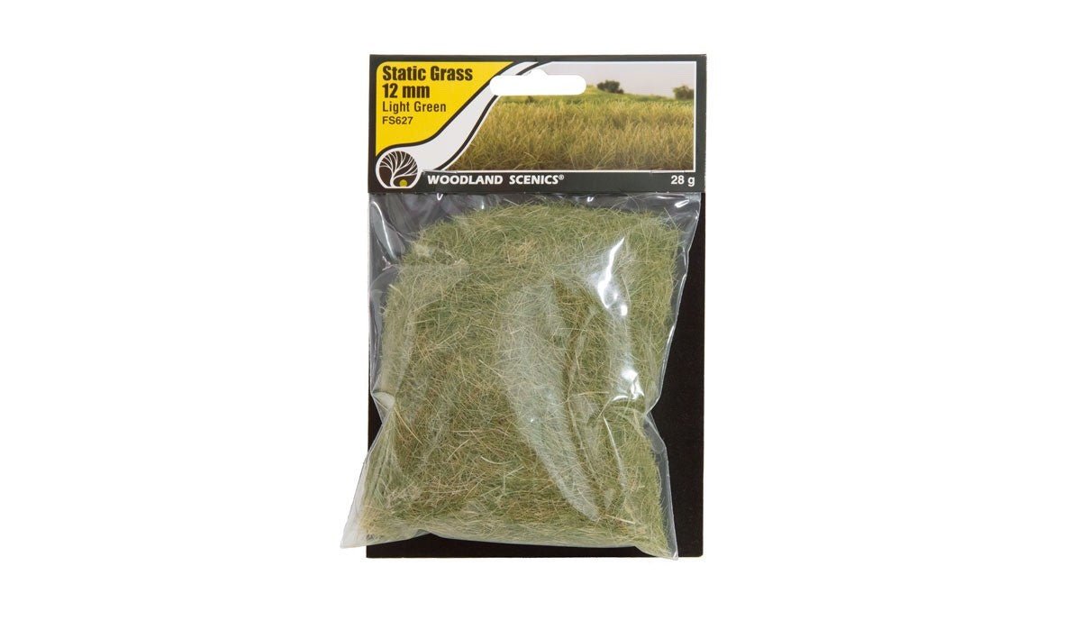Woodland Scenics FS627 Static Grass Light Green 12mm - Oakville Model Trains Depot
