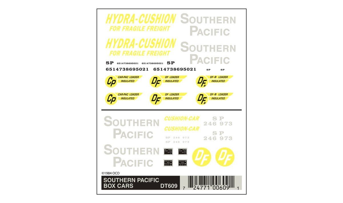 Woodland Scenics DT609 Southern Pacific Box Cars Decals - Oakville Model Trains Depot