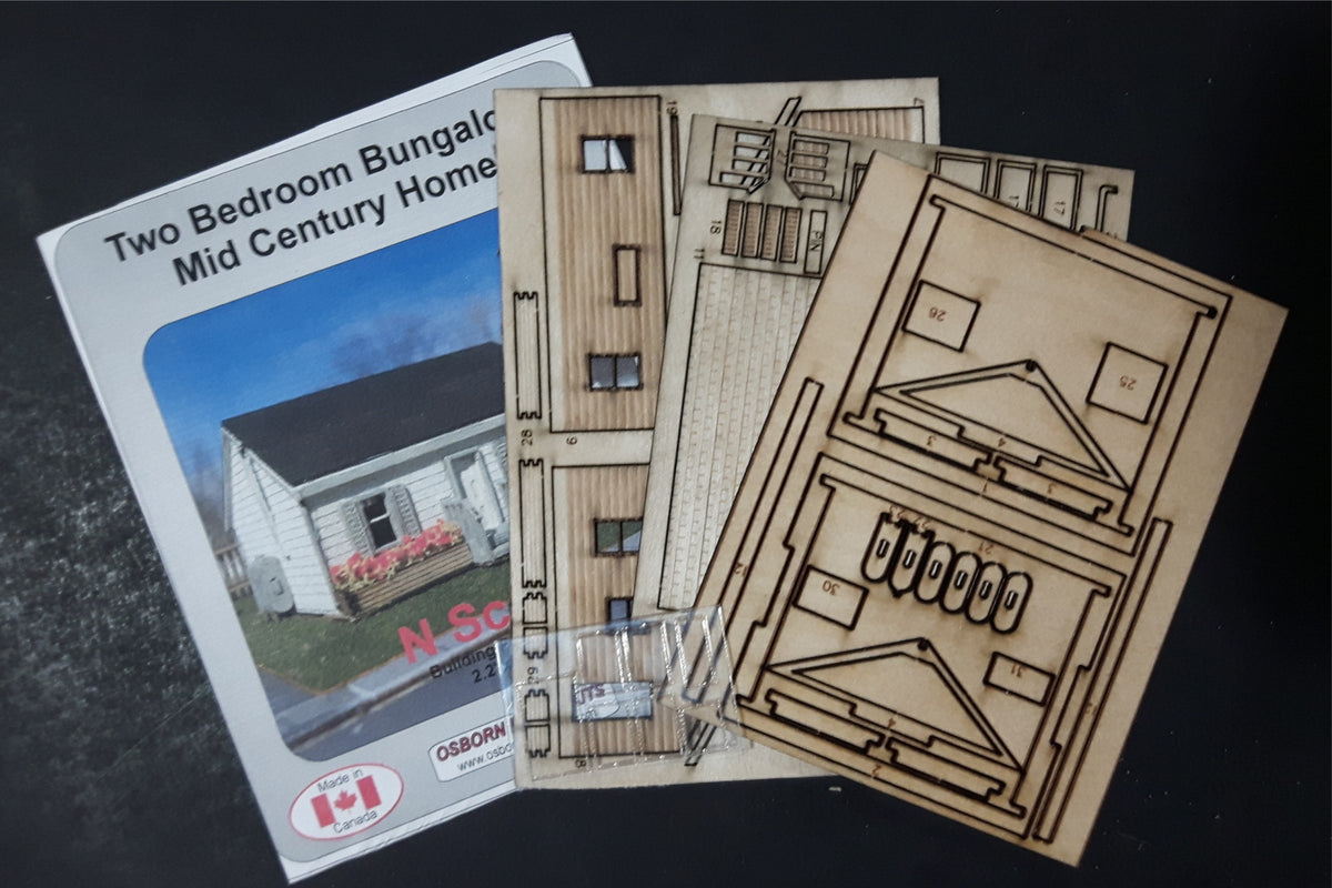 Osborn Models 3102 N Scale Two Bedroom Bungalow (MCH) - Wood Kit - 1 kit