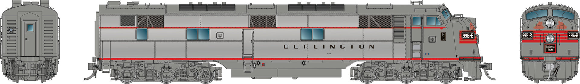 Rapido HO EMD E7A (DC/Silent): Chicago, Burlington & Quincy - Silver Scheme: #9918A