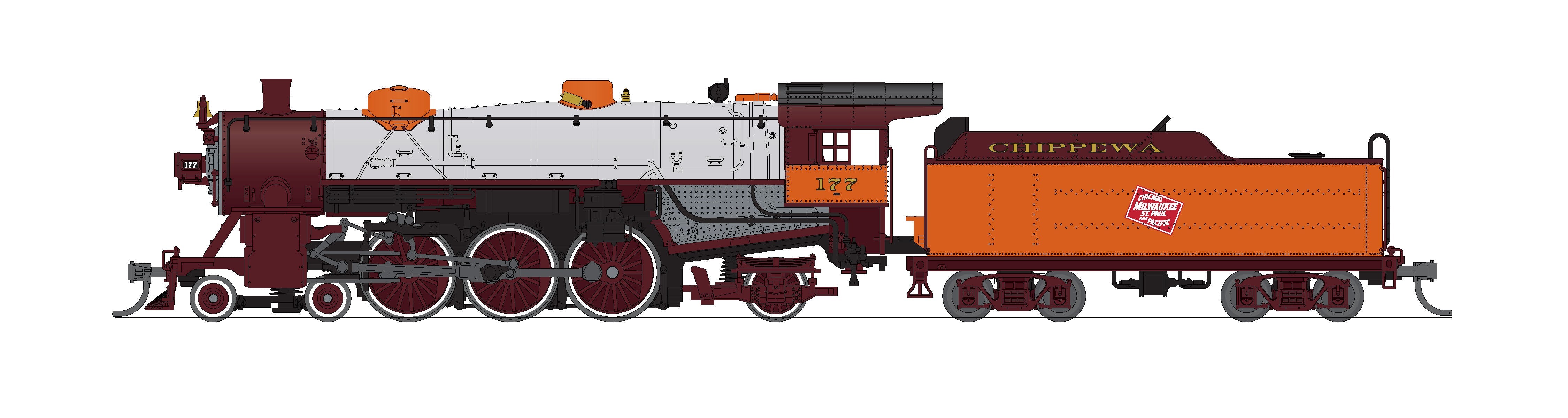Broadway Limited Imports 10409 N Light Pacific 4-6-2 Milwaukee Road 177 Chippewa - main view