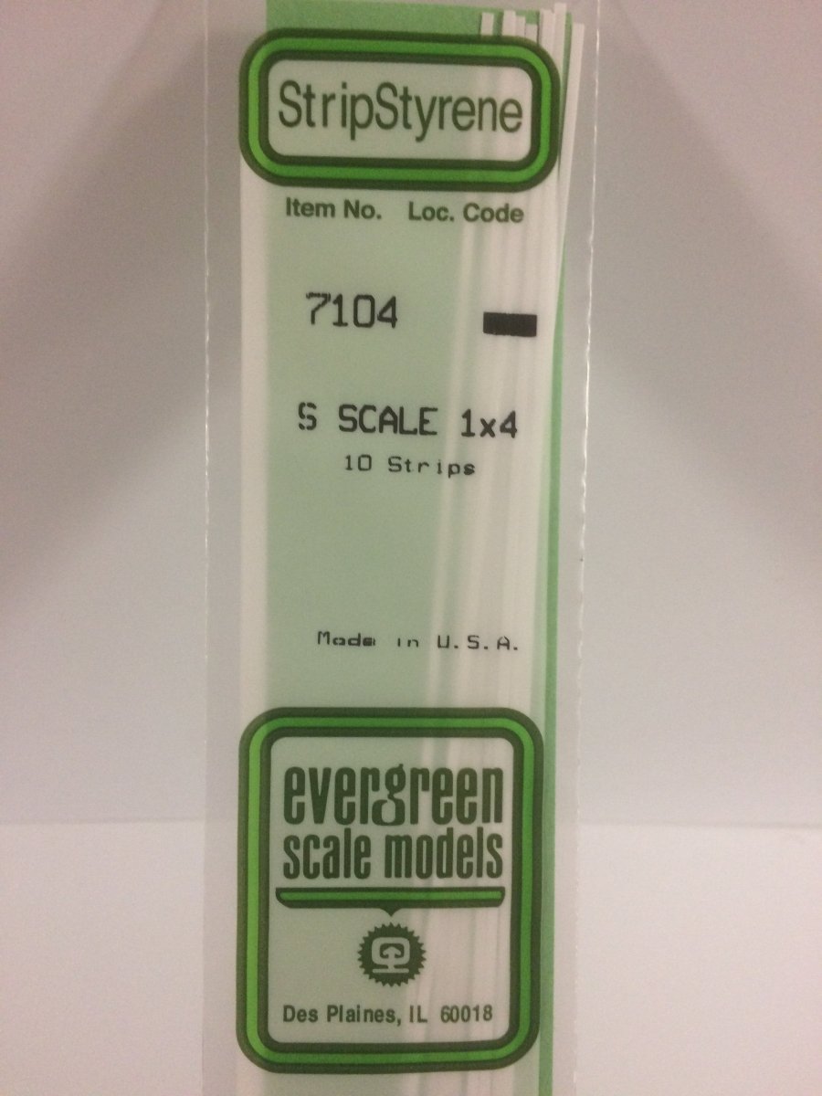 Evergreen 7104 .015" X .062" Opaque White Polystyrene S Scale Strips ( 1 X 4 ) (10 pcs) - Oakville Model Trains Depot