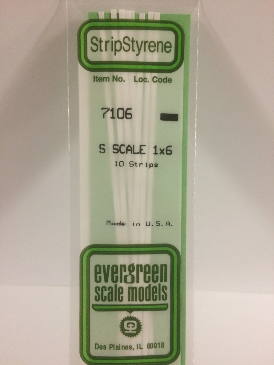 Evergreen 7106 .015" X .093" Opaque White Polystyrene S Scale Strips ( 1 X 6 ) (10 pcs) - Oakville Model Trains Depot