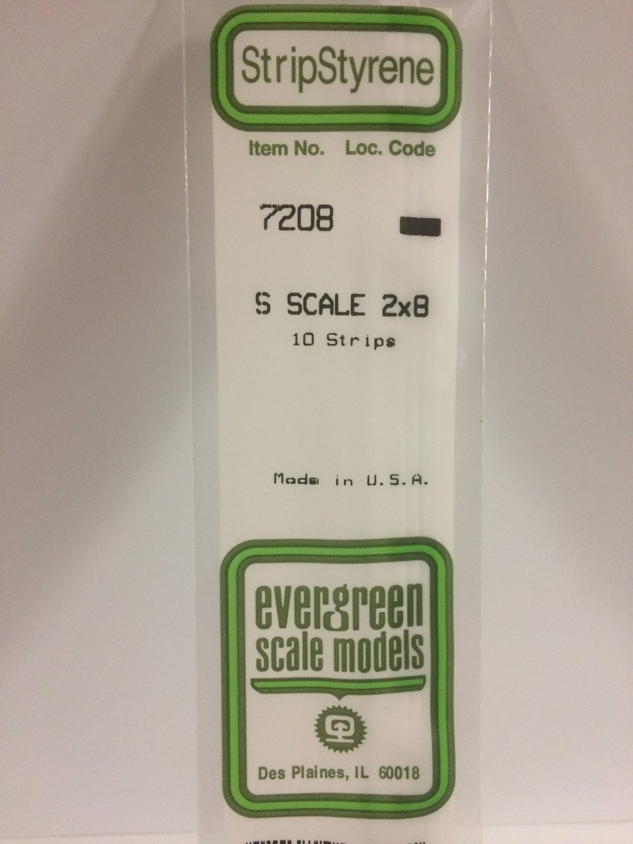 Evergreen 7208 .030" X .125" Opaque White Polystyrene S Scale Strips (2 X 8) (10 pcs) - Oakville Model Trains Depot