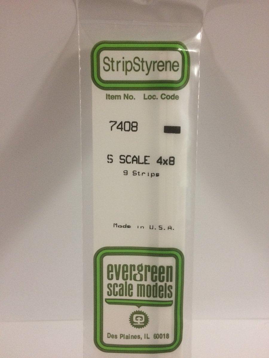 Evergreen 7408 .062" X .125" Opaque White Polystyrene S Scale Strips (4x8) (9 pcs) - Oakville Model Trains Depot