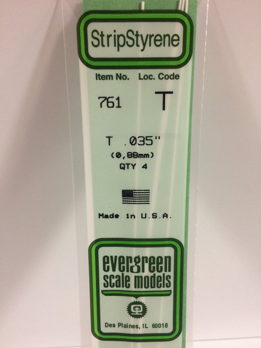 Evergreen 761 .035" (.88mm) Opaque White Polystyrene T - Shape (4 pcs) - Oakville Model Trains Depot