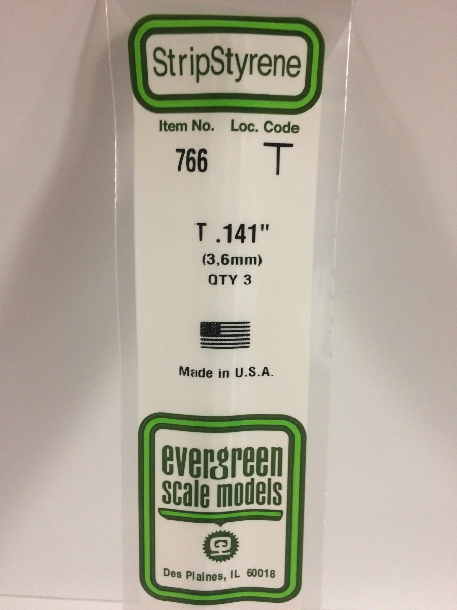 Evergreen 763 .141" (3.6mm) Opaque White Polystyrene T - Shape (4 pcs) - Oakville Model Trains Depot
