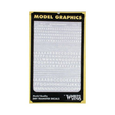 Woodland Scenics MG721 Gothic R.R. white dry transfer lettering sheet