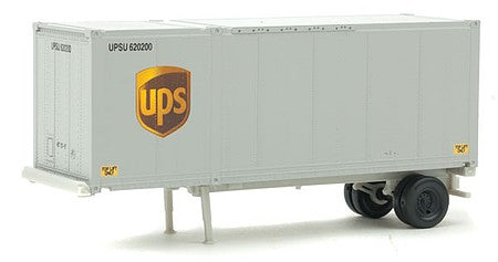 Walthers SceneMaster 8601 HO Scale 28' Container with Chassis 2-Pack UPS