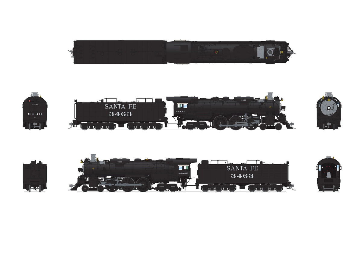 Broadway Limited Imports 8865 HO ATSF 3460 Class 4-6-4, #3463, As Appears Today, Paragon4 Sound/DC/DCC, Smoke - view 2