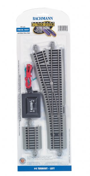 Bachmann 44557 HO Scale EZ-Track Nickel Silver #4 Turnout - Left Hand