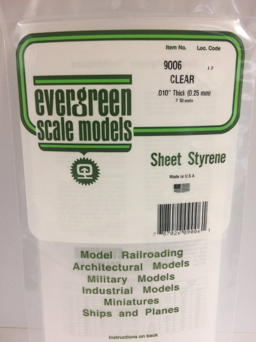 Evergreen 9006 .010" Clear Oriented Polystyrene Sheet (2 pcs) - Oakville Model Trains Depot