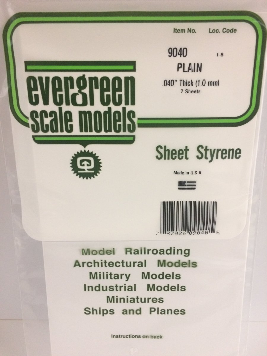 Evergreen 9040 .040" (1.0mm) Plain Opaque White Polystyrene Sheet - Oakville Model Trains Depot