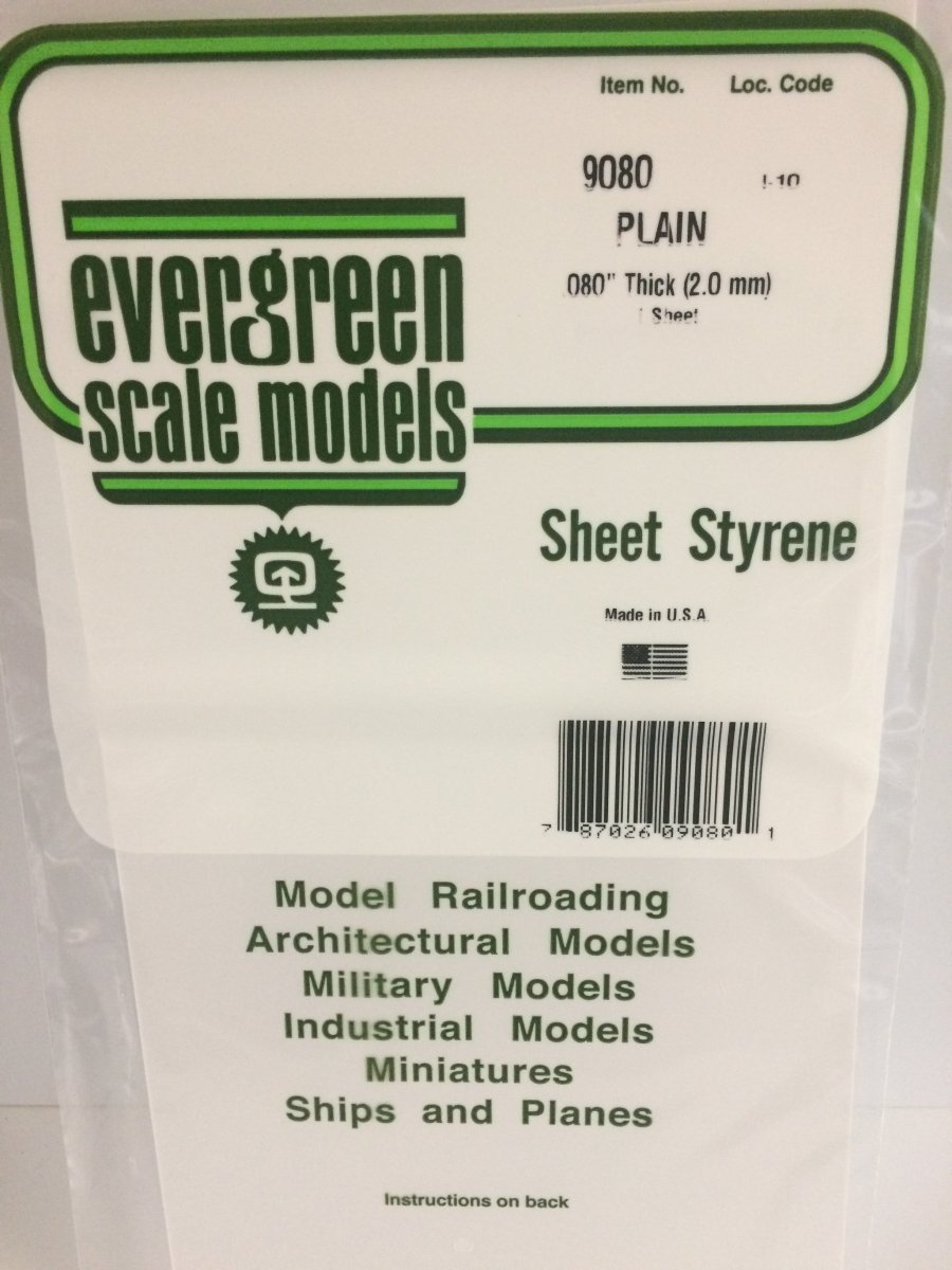 Evergreen 9080 .080" (2.0mm) Plain Opaque White Polystyrene Sheet - Oakville Model Trains Depot