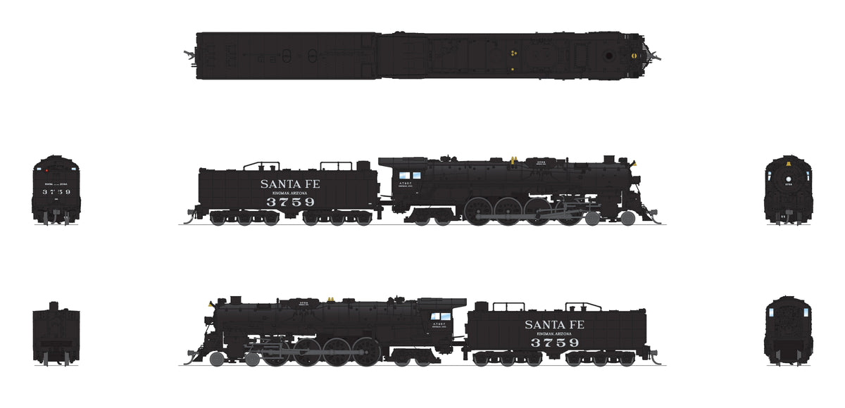 Broadway Limited Imports 9404 N ATSF 4-8-4, #3759, As Appears Today, Paragon4 Sound/DC/DCC, w/ Smoke - view 2