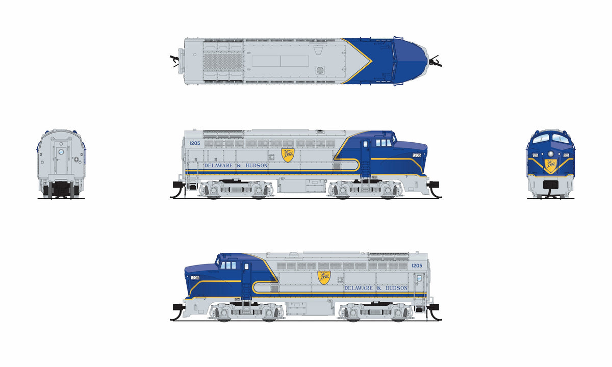 Broadway Limited Imports 9639 N D&H Sharknose, RF-16 A, 1205, Blue Warbonnet, Paragon4 Sound/DC/DCC - view 8
