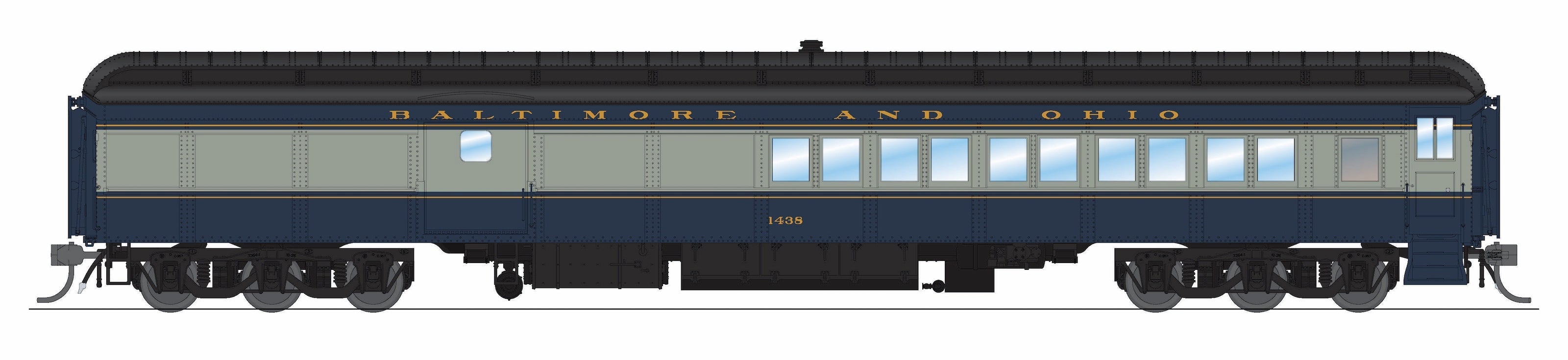 Broadway Limited Imports 9713 HO B&O Heavyweight 5-Car Passenger Set Baltimore & Ohio 1438 - main view