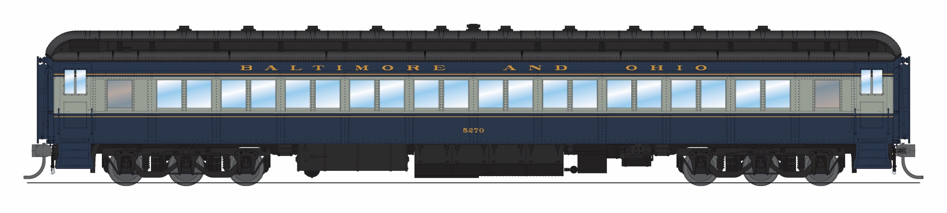 BLI 9713 HO B&O Heavyweight Pass Set B&O 1438 - side profile view