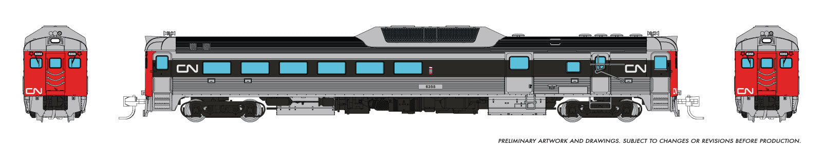 Rapido N Budd RDC-3 (Ph 2) (DC/DCC/Sound): CN - Noodle Scheme: #6355
