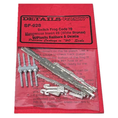 Details West 928 HO Scale Code 70 Switch Frog Set -- #8 Manganese Insert Type