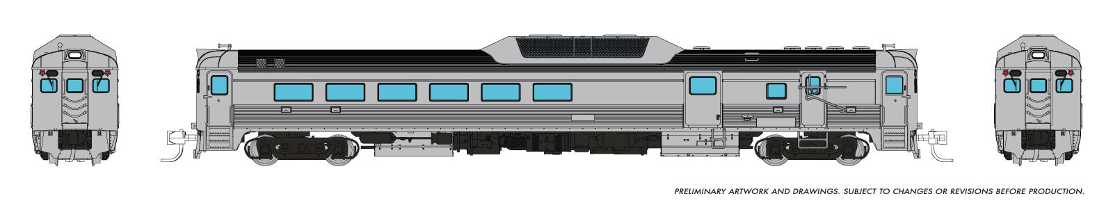 Rapido N Budd RDC-3 (Ph 2) (DC/Silent): Painted, Unlettered