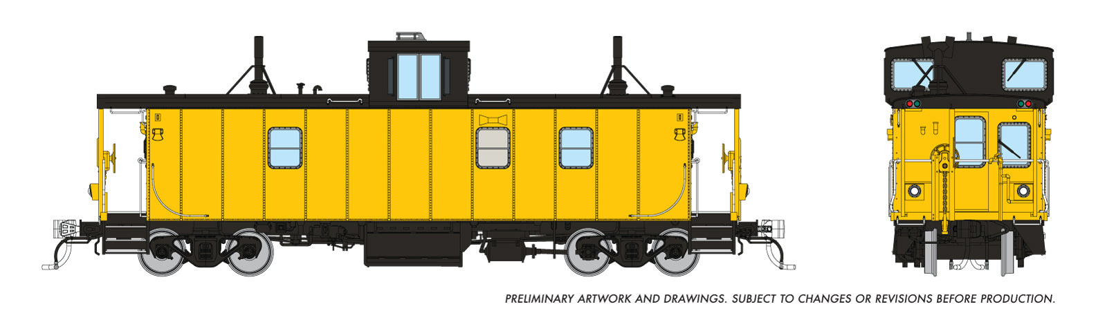 Rapido HO HS Caboose: Painted/Unlettered - Yellow