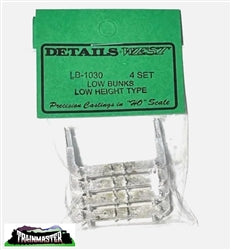 Details West 1030 HO Scale Log Bunks, Low Height Type (4)