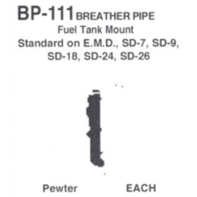 Details West 111 HO Scale Fuel Tank Breather Pipe