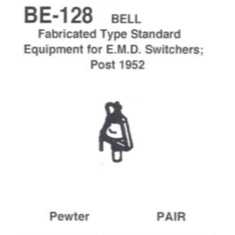 Details West 128 HO Scale Bell, Fabricated Type, EMD SW's Post-1952 - 2 (pair)