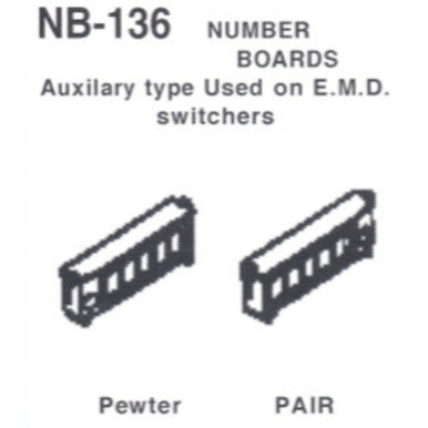 Details West 136 HO Scale Number Boards, Auxiliary Type, EMD SW's - 2 (pair)