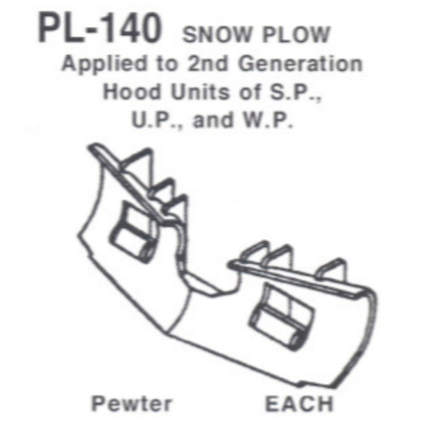 Details West 140 HO Scale Snow Plow, 2nd Gen. Hood Units, SP, WP, UP - 1