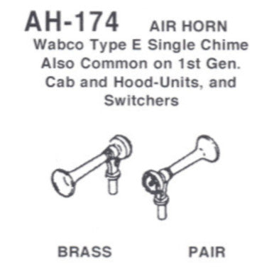 Details West 174 HO Scale Air Horn: "Wabco" Type E Single Chime