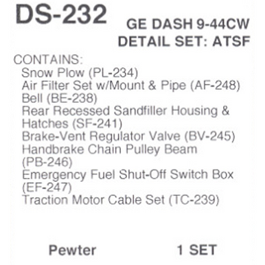 Details West 232 HO Scale Details West DS-232 - GE Dash 9-44CW Detail Set (ATSF, BNSF)